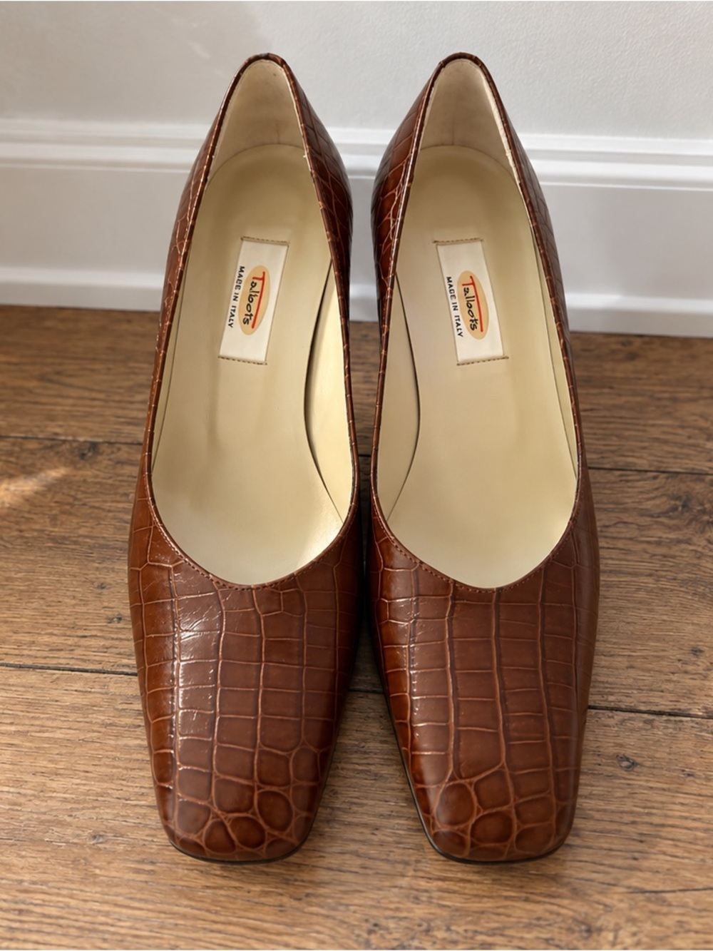 Talbots Brown Croc-Embossed Leather Pumps